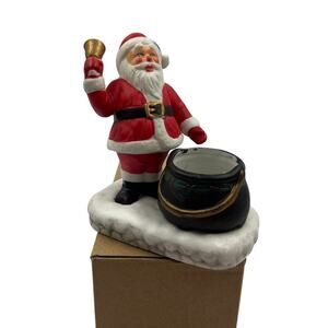 Vintage Ceramic Santa Claus Tea Light Candle Holder Christmas Decor Figurine MCM